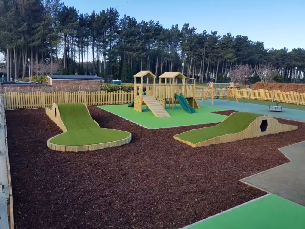 Lakeside Park play ground with play hills and climbing apparatus